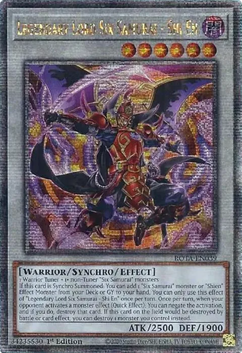 Legendary Lord Six Samurai - Shi En Quarter Century Secret Rare ROTA-EN039 Yu-Gi-Oh card from Rage of the Abyss