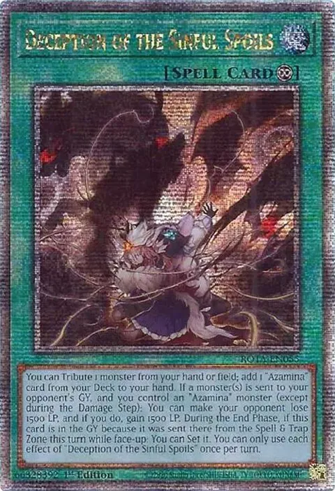 Deception of the Sinful Spoils Quarter Century Secret Rare ROTA-EN055 Yu-Gi-Oh card from Rage of the Abyss