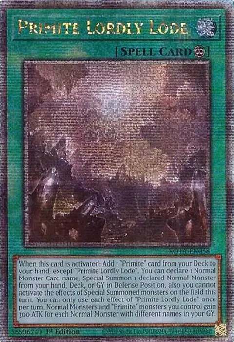 Primite Lordly Lode Quarter Century Secret Rare ROTA-EN058 Yu-Gi-Oh card from Rage of the Abyss