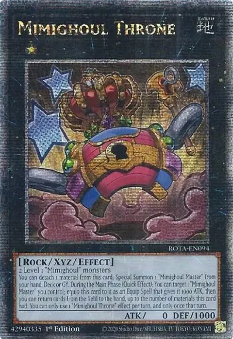 Mimighoul Throne Quarter Century Secret Rare ROTA-EN094 Yu-Gi-Oh card from Rage of the Abyss