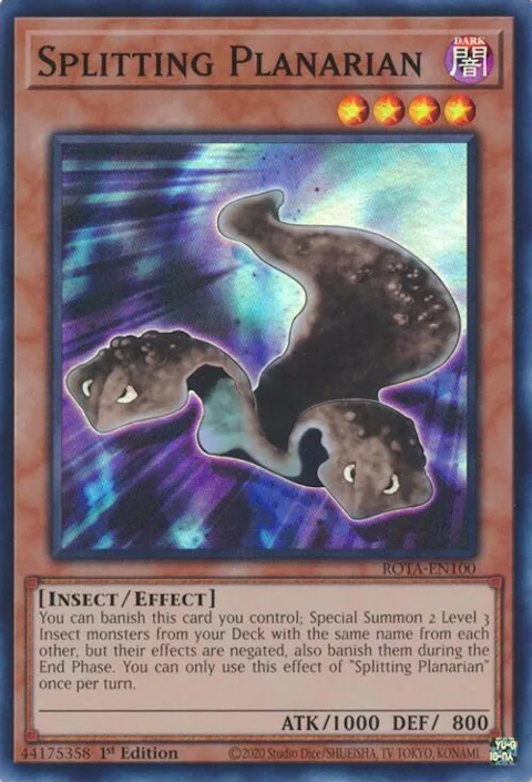 Splitting Planarian ROTA-EN100 Yu-Gi-Oh card from Rage of the Abyss