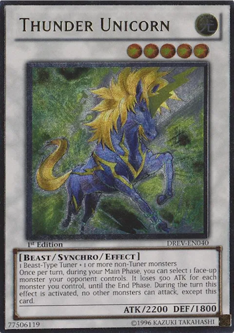 Thunder Unicorn Ultimate Rare DREV-EN040 1st Edition Yu-Gi-Oh card from Duelist Revolution