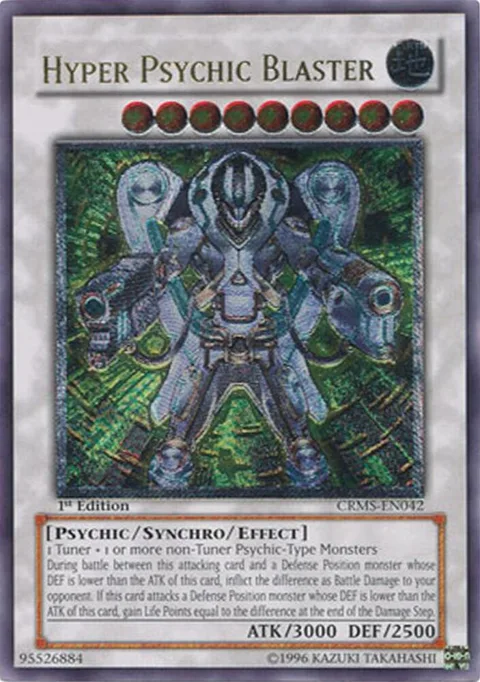 Hyper Psychic Blaster Ultimate Rare CRMS-EN042 1st Edition Yu-Gi-Oh card from Crimson Crisis