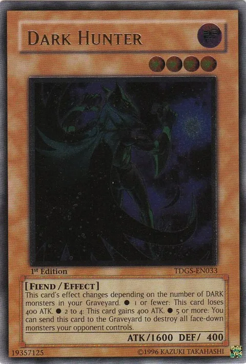 Dark Hunter Ultimate Rare TDGS-EN033 1st Edition Yu-Gi-Oh card from The Duelist Genesis