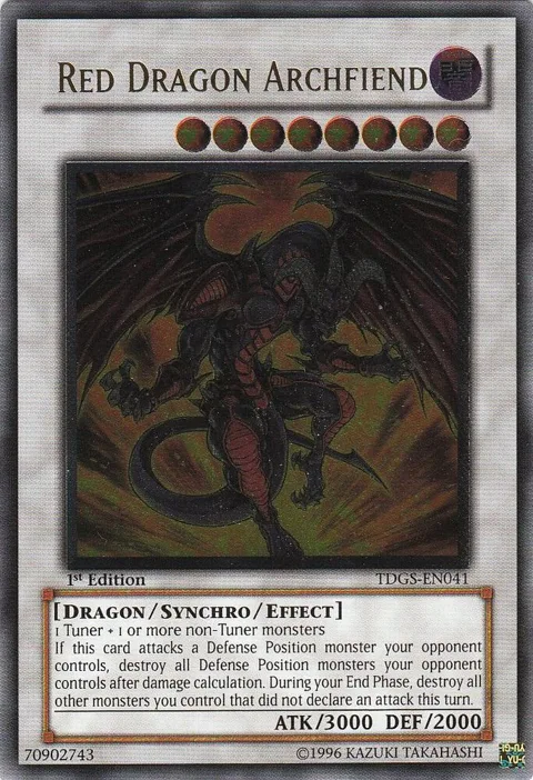 Red Dragon Archfiend Ultimate Rare TDGS-EN041 Unlimited Yu-Gi-Oh card from The Duelist Genesis