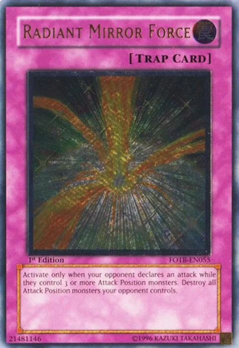 Radiant Mirror Force Ultimate Rare FOTB-EN055 Unlimited Yu-Gi-Oh card from Force of the Breaker