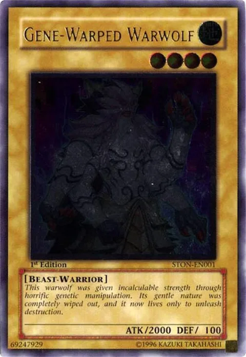 Gene-Warped Warwolf Ultimate Rare STON-EN001 Unlimited Yu-Gi-Oh card from Strike of Neos