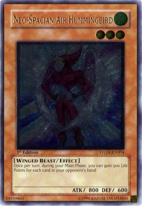 Neo-Spacian Air Hummingbird Ultimate Rare STON-EN004 1st Edition Yu-Gi-Oh card from Strike of Neos