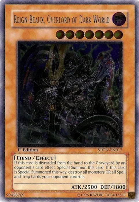 Reign-Beaux, Overlord of Dark World Ultimate Rare STON-EN017 1st Edition Yu-Gi-Oh card from Strike of Neos