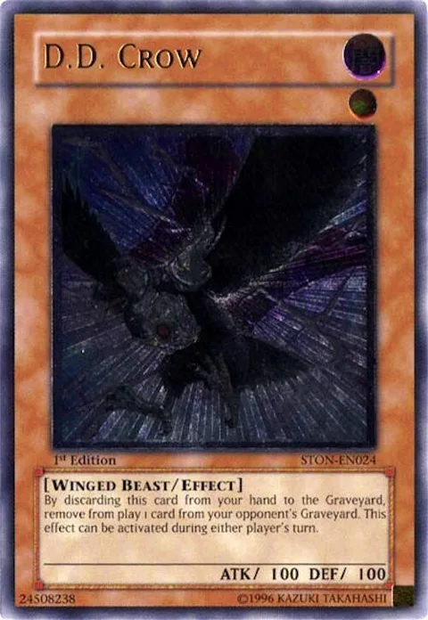 D.D. Crow Ultimate Rare STON-EN024 1st Edition Yu-Gi-Oh card from Strike of Neos