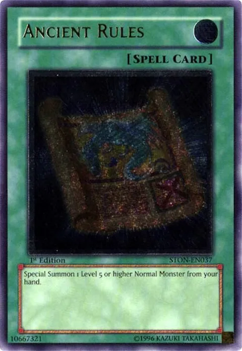 Ancient Rules Ultimate Rare STON-EN037 1st Edition Yu-Gi-Oh card from Strike of Neos