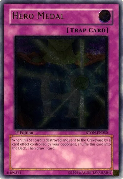 Hero Medal Ultimate Rare STON-EN050 Unlimited Yu-Gi-Oh card from Strike of Neos