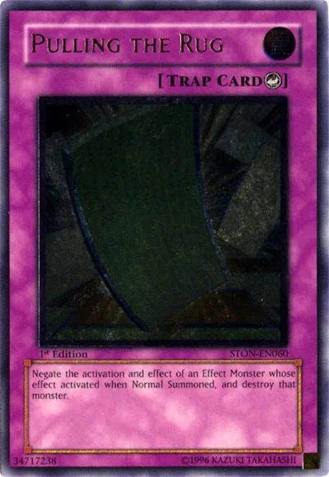 Pulling the Rug Ultimate Rare STON-EN060 1st Edition Yu-Gi-Oh card from Strike of Neos