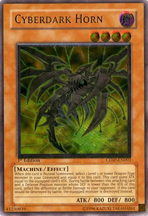 Cyberdark Horn Ultimate Rare CDIP-EN001 Yu-Gi-Oh card from Cyberdark Impact
