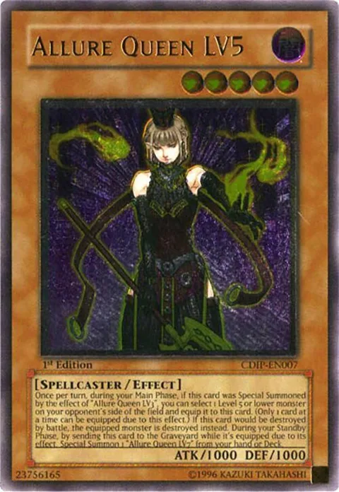 Allure Queen LV5 Ultimate Rare CDIP-EN007 1st Edition Yu-Gi-Oh card from Cyberdark Impact