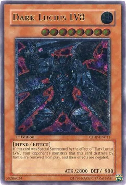 Dark Lucius LV8 Ultimate Rare CDIP-EN011 Yu-Gi-Oh card from Cyberdark Impact