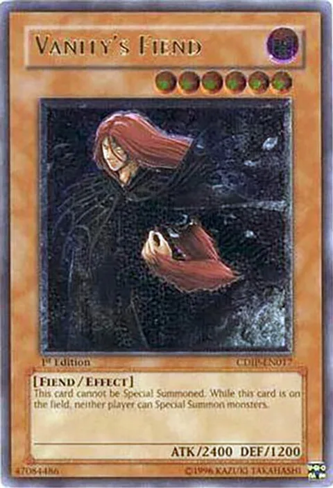 Vanity's Fiend Ultimate Rare CDIP-EN017 Unlimited Yu-Gi-Oh card from Cyberdark Impact