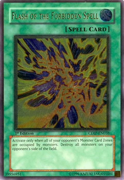 Flash of the Forbidden Spell Ultimate Rare CDIP-EN038 1st Edition Yu-Gi-Oh card from Cyberdark Impact