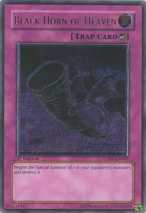 Black Horn of Heaven Ultimate Rare CDIP-EN060 1st Edition Yu-Gi-Oh card from Cyberdark Impact