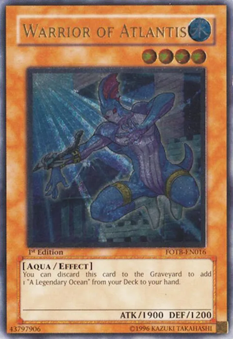 Warrior of Atlantis Ultimate Rare FOTB-EN016 Unlimited Yu-Gi-Oh card from Force of the Breaker