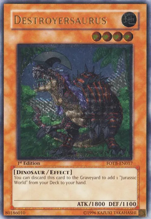 Destroyersaurus Ultimate Rare FOTB-EN017 1st Edition Yu-Gi-Oh card from Force of the Breaker