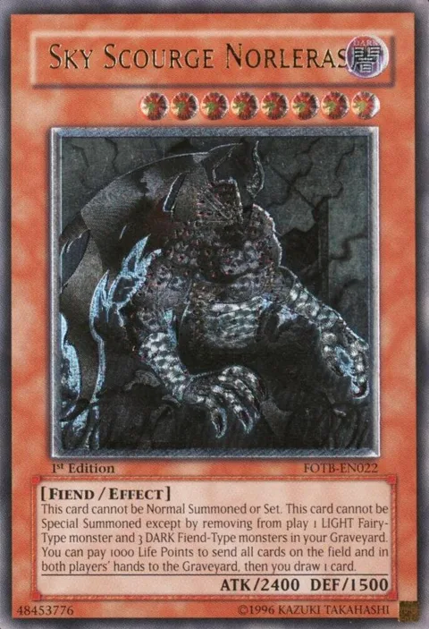 Sky Scourge Norleras Ultimate Rare FOTB-EN022 1st Edition Yu-Gi-Oh card from Force of the Breaker