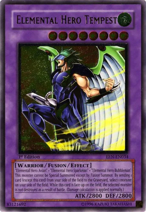 Elemental Hero Tempest Ultimate Rare EEN-EN034 Unlimited Yu-Gi-Oh card from Elemental Energy