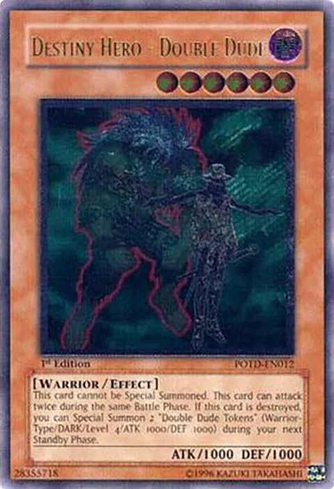 Destiny Hero - Double Dude Ultimate Rare POTD-EN012 Yu-Gi-Oh card from Power of the Duelist