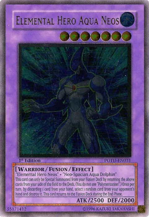 Elemental Hero Aqua Neos Ultimate Rare POTD-EN031 1st Edition Yu-Gi-Oh card from Power of the Duelist