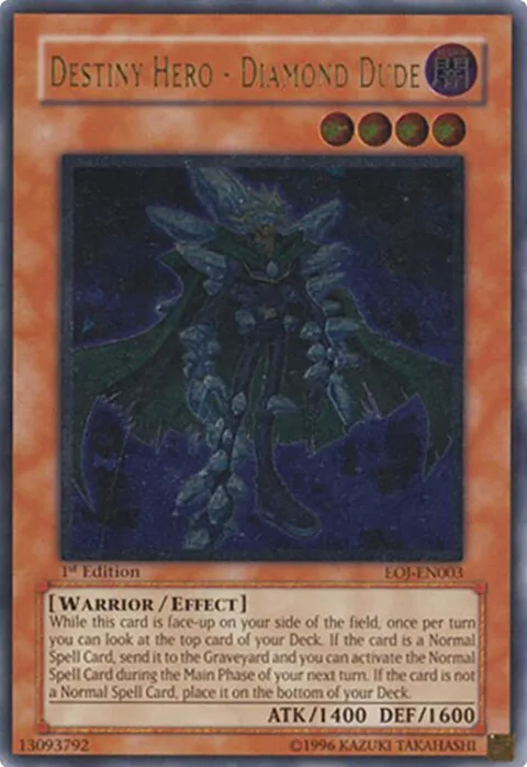 Destiny Hero - Diamond Dude Ultimate Rare EOJ-EN003 1st Edition Yu-Gi-Oh card from Enemy of Justice