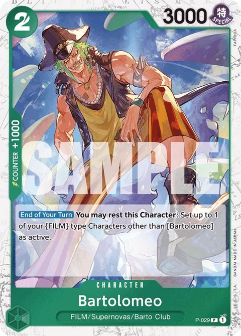 Bartolomeo Jolly Roger Foil P-029 One Piece card from Premium Booster -The Best-