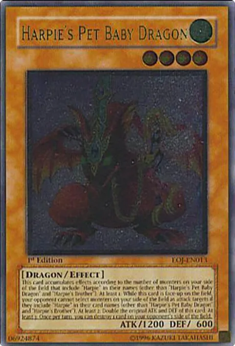 Harpie's Pet Baby Dragon Ultimate Rare EOJ-EN013 1st Edition Yu-Gi-Oh card from Enemy of Justice