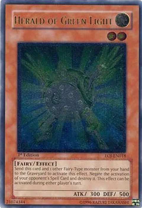 Herald of Green Light Ultimate Rare EOJ-EN018 Unlimited Yu-Gi-Oh card from Enemy of Justice