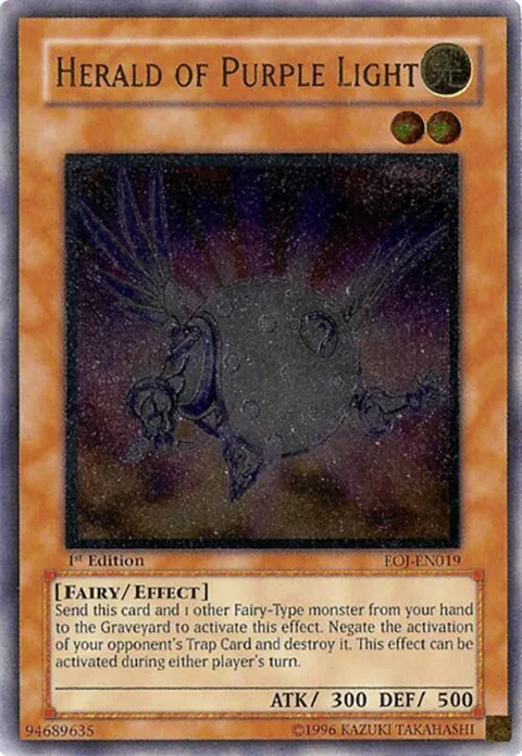 Herald of Purple Light Ultimate Rare EOJ-EN019 1st Edition Yu-Gi-Oh card from Enemy of Justice