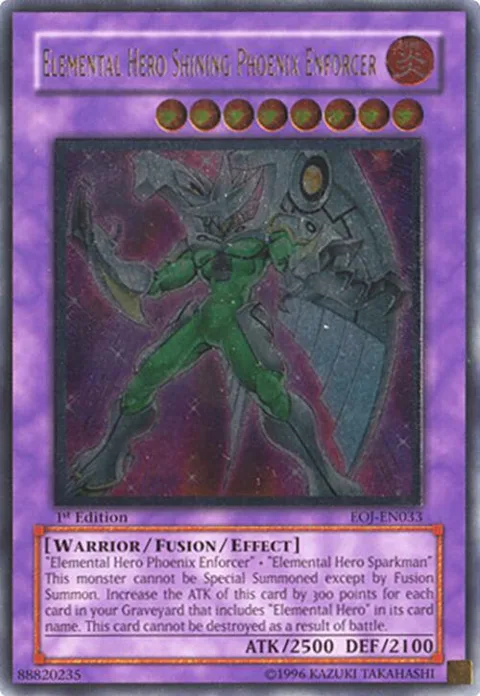 Elemental Hero Shining Phoenix Enforcer Ultimate Rare EOJ-EN033 Yu-Gi-Oh card from Enemy of Justice