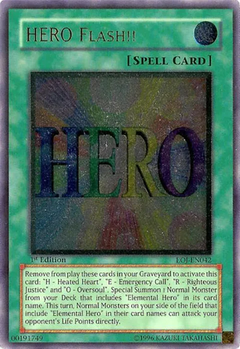 HERO Flash!! Ultimate Rare EOJ-EN042 Unlimited Yu-Gi-Oh card from Enemy of Justice