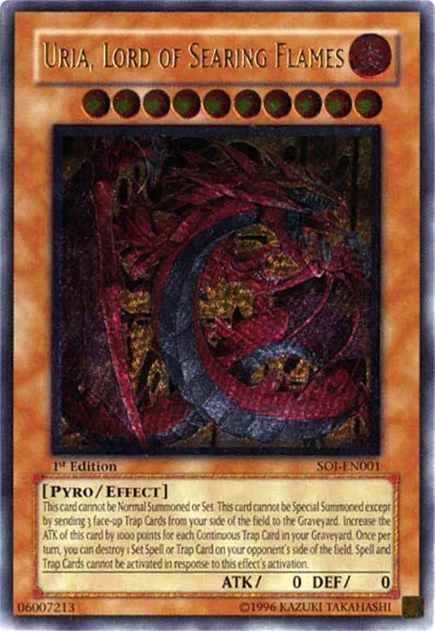 Uria, Lord of Searing Flames Ultimate Rare SOI-EN001 Yu-Gi-Oh card from Shadow of Infinity
