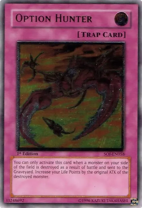 Option Hunter Ultimate Rare SOI-EN058 1st Edition Yu-Gi-Oh card from Shadow of Infinity