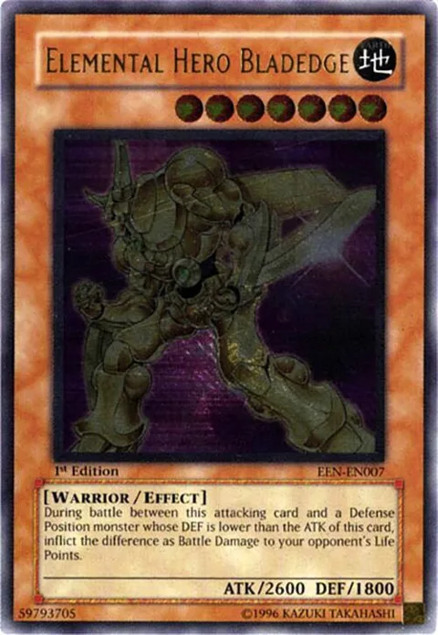 Elemental Hero Bladedge Ultimate Rare EEN-EN007 Unlimited Yu-Gi-Oh card from Elemental Energy