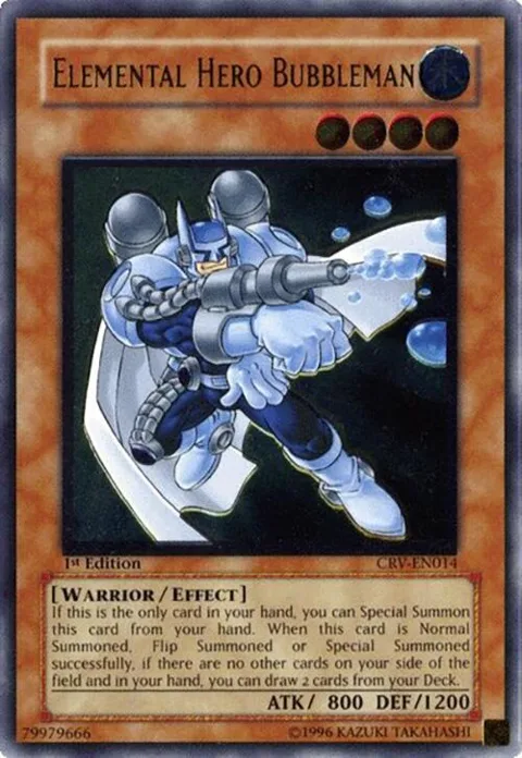 Elemental Hero Bubbleman Ultimate Rare CRV-EN014 Unlimited Yu-Gi-Oh card from Cybernetic Revolution