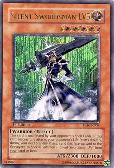 Silent Swordsman LV5 Ultimate Rare FET-EN008 Unlimited Yu-Gi-Oh card from Flaming Eternity