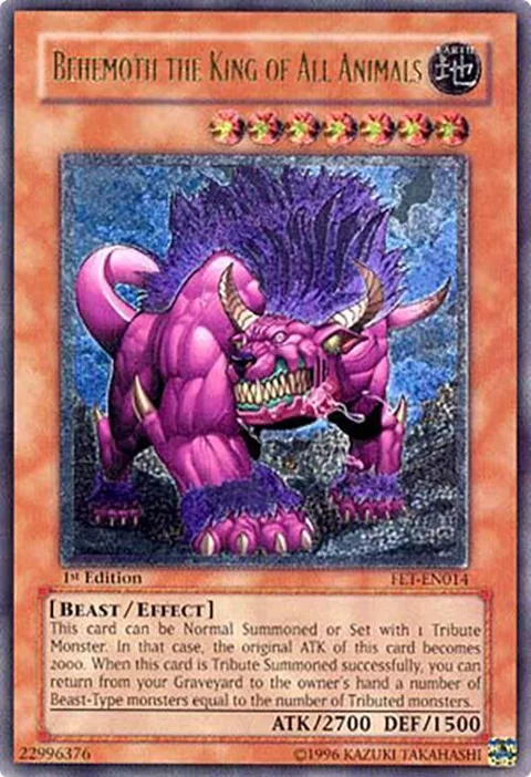 Behemoth the King of All Animals Ultimate Rare FET-EN014 Unlimited Yu-Gi-Oh card from Flaming Eternity