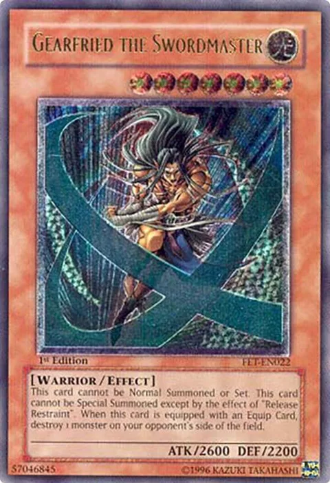Gearfried the Swordmaster Ultimate Rare FET-EN022 1st Edition Yu-Gi-Oh card from Flaming Eternity