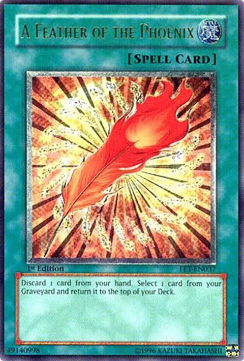 A Feather of the Phoenix Ultimate Rare FET-EN037 Unlimited Yu-Gi-Oh card from Flaming Eternity