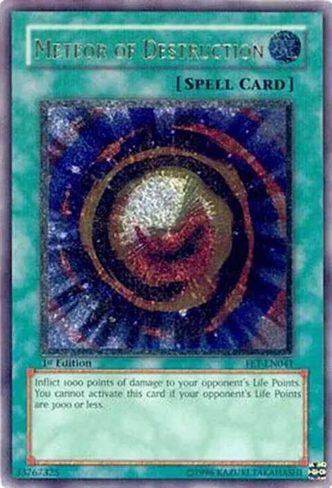 Meteor of Destruction Ultimate Rare FET-EN041 1st Edition Yu-Gi-Oh card from Flaming Eternity