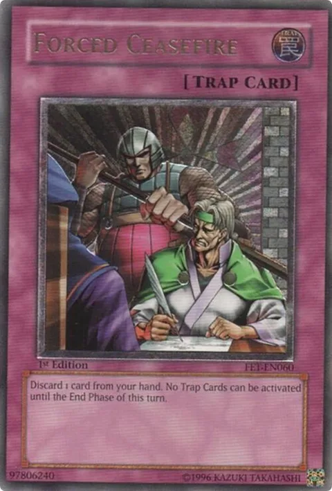 Forced Ceasefire Ultimate Rare FET-EN060 Unlimited Yu-Gi-Oh card from Flaming Eternity