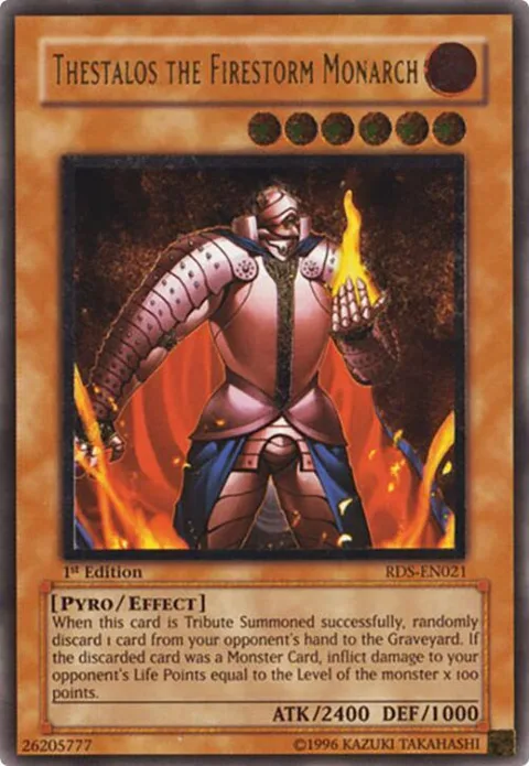 Thestalos the Firestorm Monarch Ultimate Rare RDS-EN021 1st Edition Yu-Gi-Oh card from Rise of Destiny