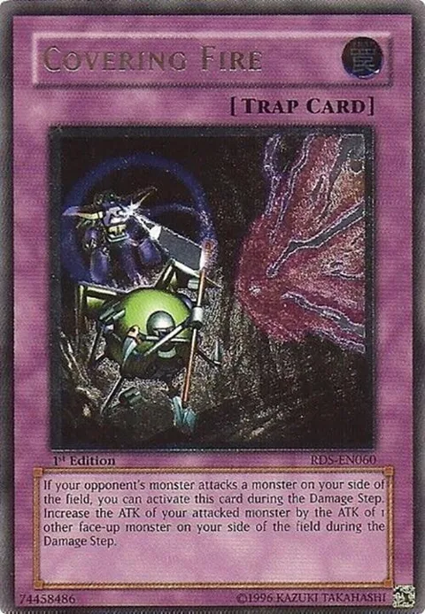 Covering Fire Ultimate Rare RDS-EN060 1st Edition Yu-Gi-Oh card from Rise of Destiny