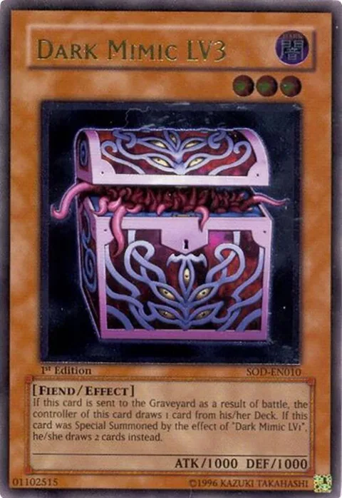 Dark Mimic LV3 Ultimate Rare SOD-EN010 1st Edition Yu-Gi-Oh card from Soul of the Duelist