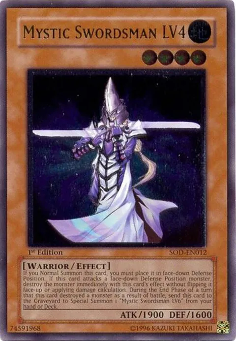 Mystic Swordsman LV4 Ultimate Rare SOD-EN012 1st Edition Yu-Gi-Oh card from Soul of the Duelist